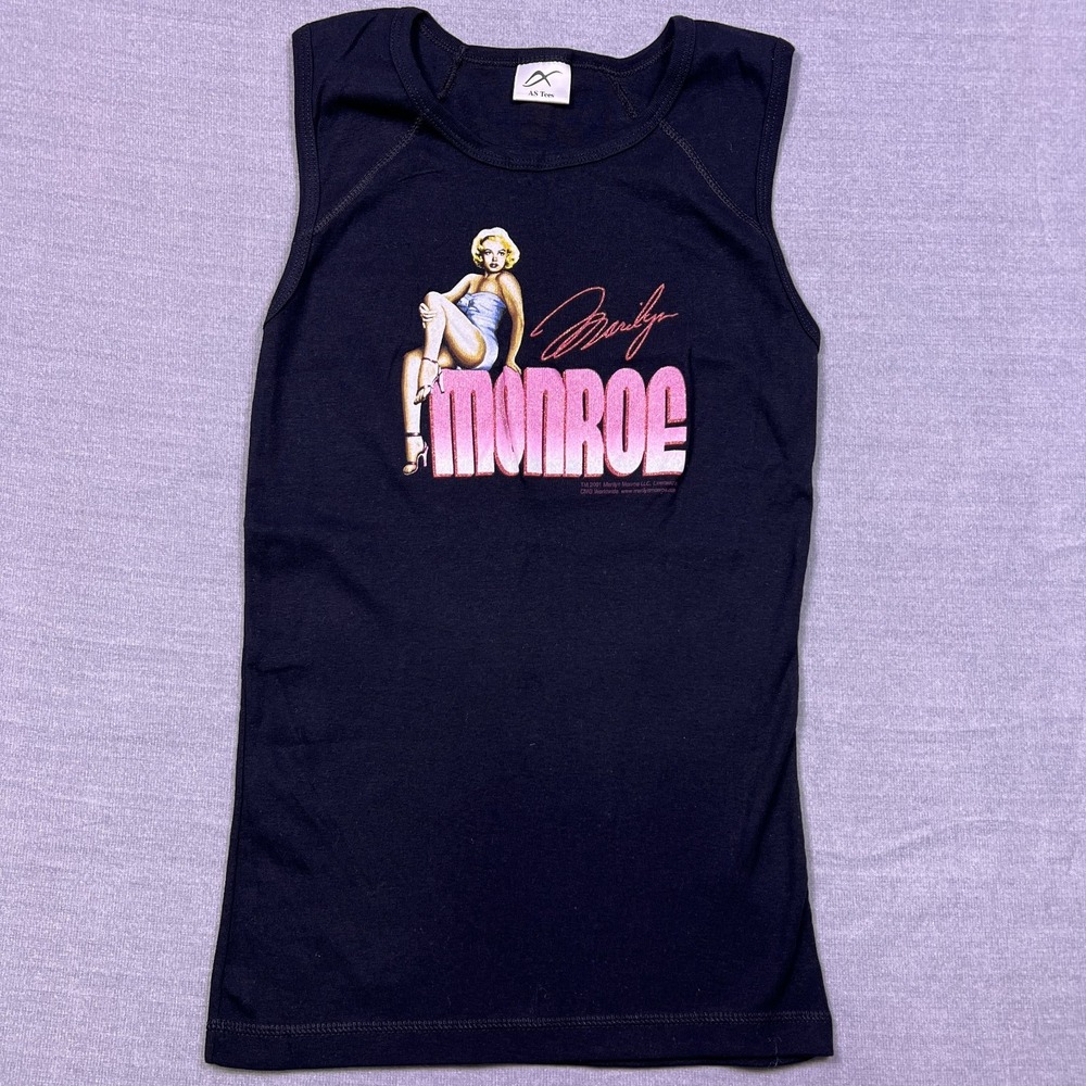 Vintage AS Tees Womens Blue Marilyn Monroe Graphic USA Made T-Shirt Size OS/M